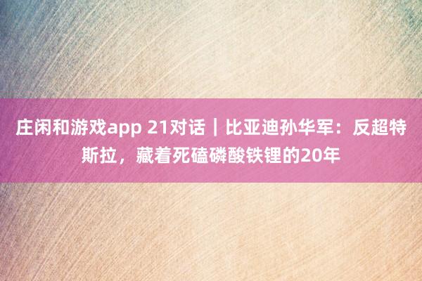 庄闲和游戏app 21对话｜比亚迪孙华军：反超特斯拉，藏着死磕磷酸铁锂的20年