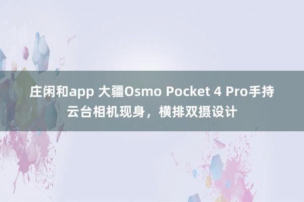 庄闲和app 大疆Osmo Pocket 4 Pro手持云台相机现身，横排双摄设计