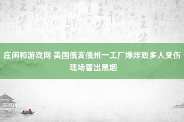 庄闲和游戏网 美国俄亥俄州一工厂爆炸致多人受伤 现场冒出黑烟