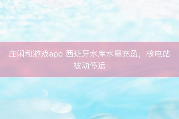 庄闲和游戏app 西班牙水库水量充盈,核电站被动停运