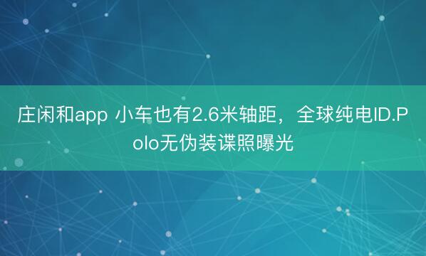 庄闲和app 小车也有2.6米轴距，全球纯电ID.Polo无伪装谍照曝光